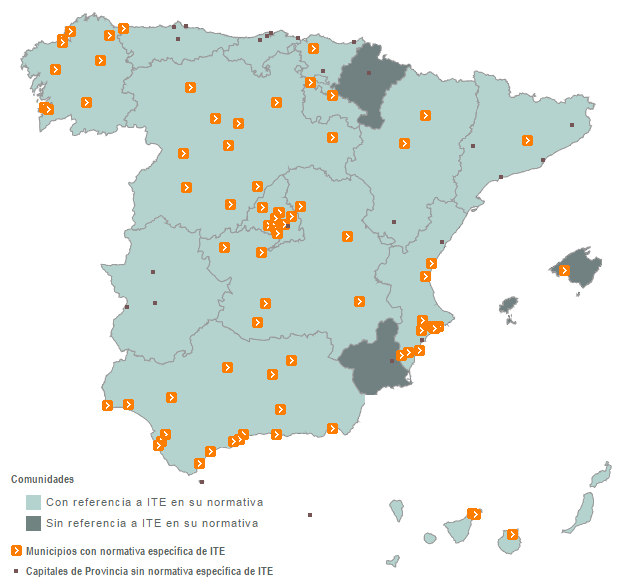 Mapa del estado de ITE e IEE en España