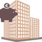 hucha de ahorro y edificio